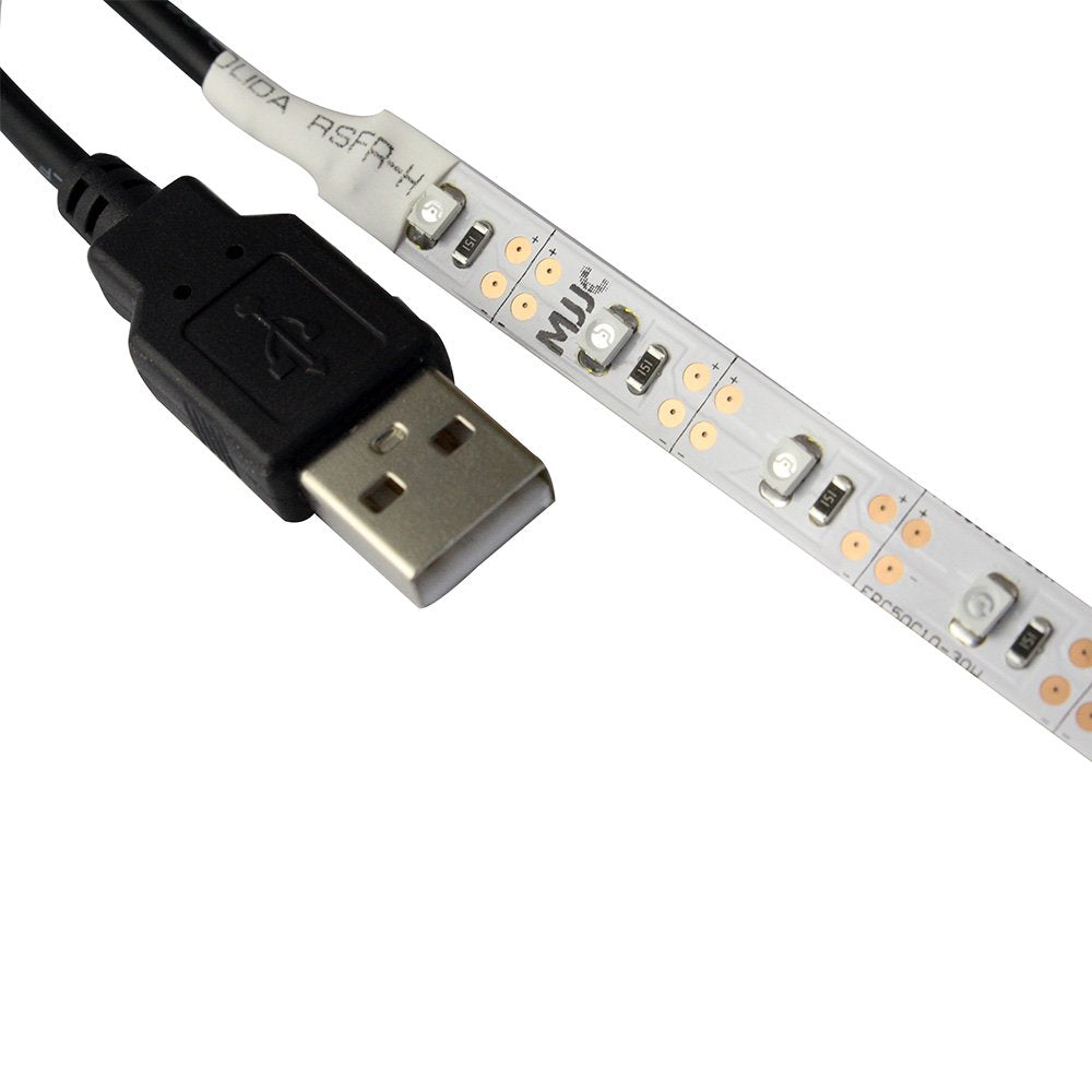 USB LED Strip Light White 5V 5M 300 SMD 3528 with 3M Tape for TV PC Computer Case Back Lighting,Under Counter Light (Non-Waterproof, Cool White