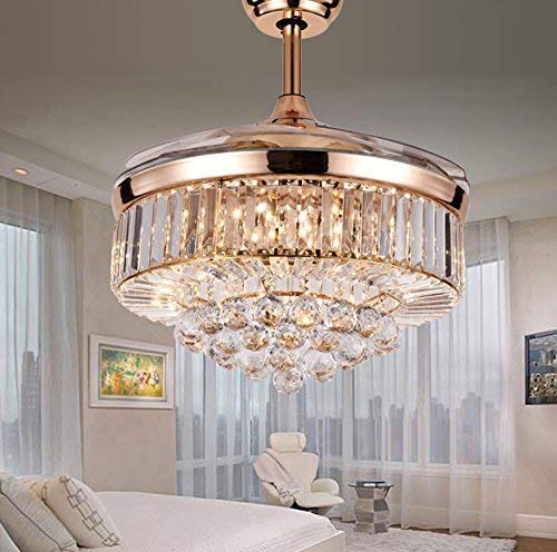 RuiWing Home 42" Crystal Fandelier Ceiling Fan with LED Light and Remote
