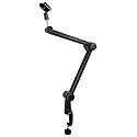 Rockville Rg30 Rogan Stand 30" Pro Boom Arm Mic Stand, Fixed Mount, Desk Clamp, Adjustable Height, Built-In XLR Cable, Foldable, Aluminum Build For