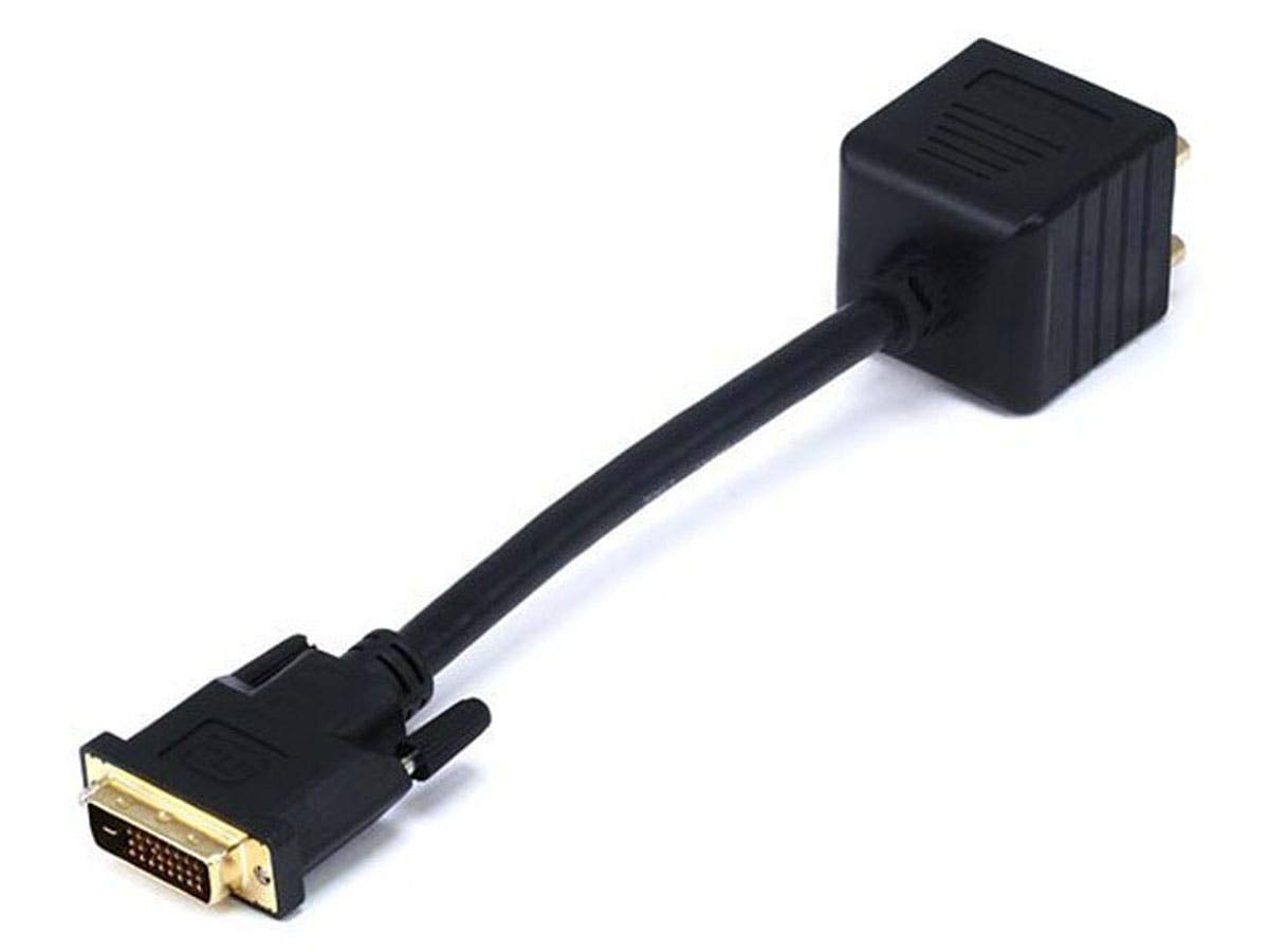Monoprice Video Splitter - DVI-D Male to DVI-D Female x2, Gold Plated, Black