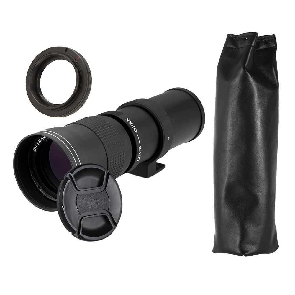 Commander Optics Super 420-800mm f/8 Manual Telephoto Zoom Lens for Nikon F Mount Digital DSLR Cameras with T-Mount + Photo Essential Accessory Kit