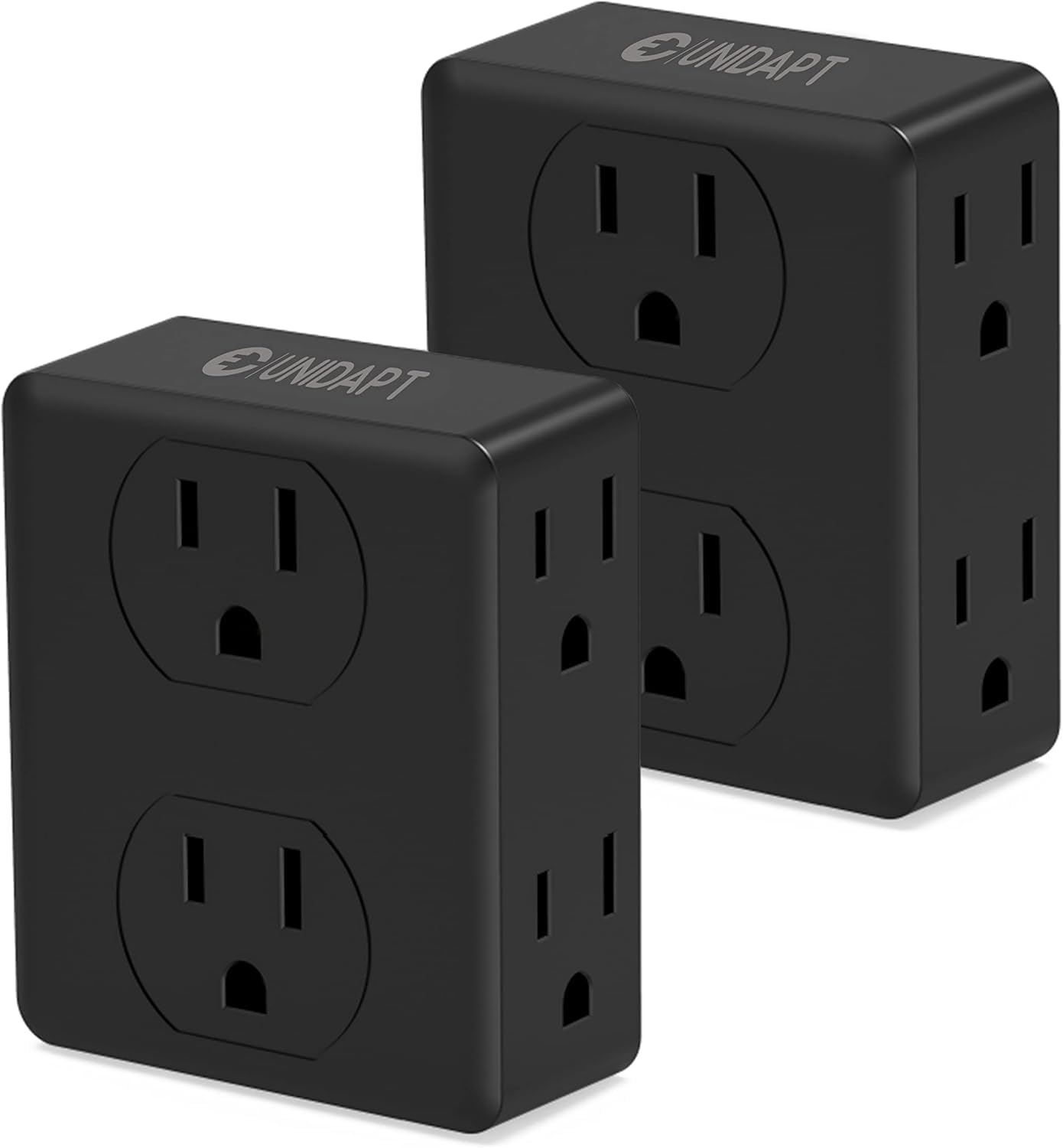 Multi Plug Outlet Splitter, Unidapt Multiple Outlets Extender Adapter with 6 AC Sockets, Side Splitter Box, Wall Power Plug Expander for Home Hotel