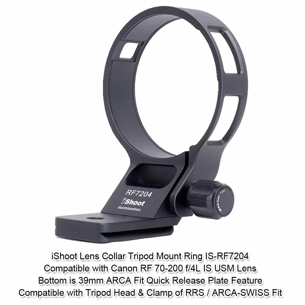 iShoot Tripod Mount Ring Lens Collar Compatible with Canon RF 70-200 f/4L is USM, Lens Support Holder Bracket Bottom is Arca Fit Quick Release Plate