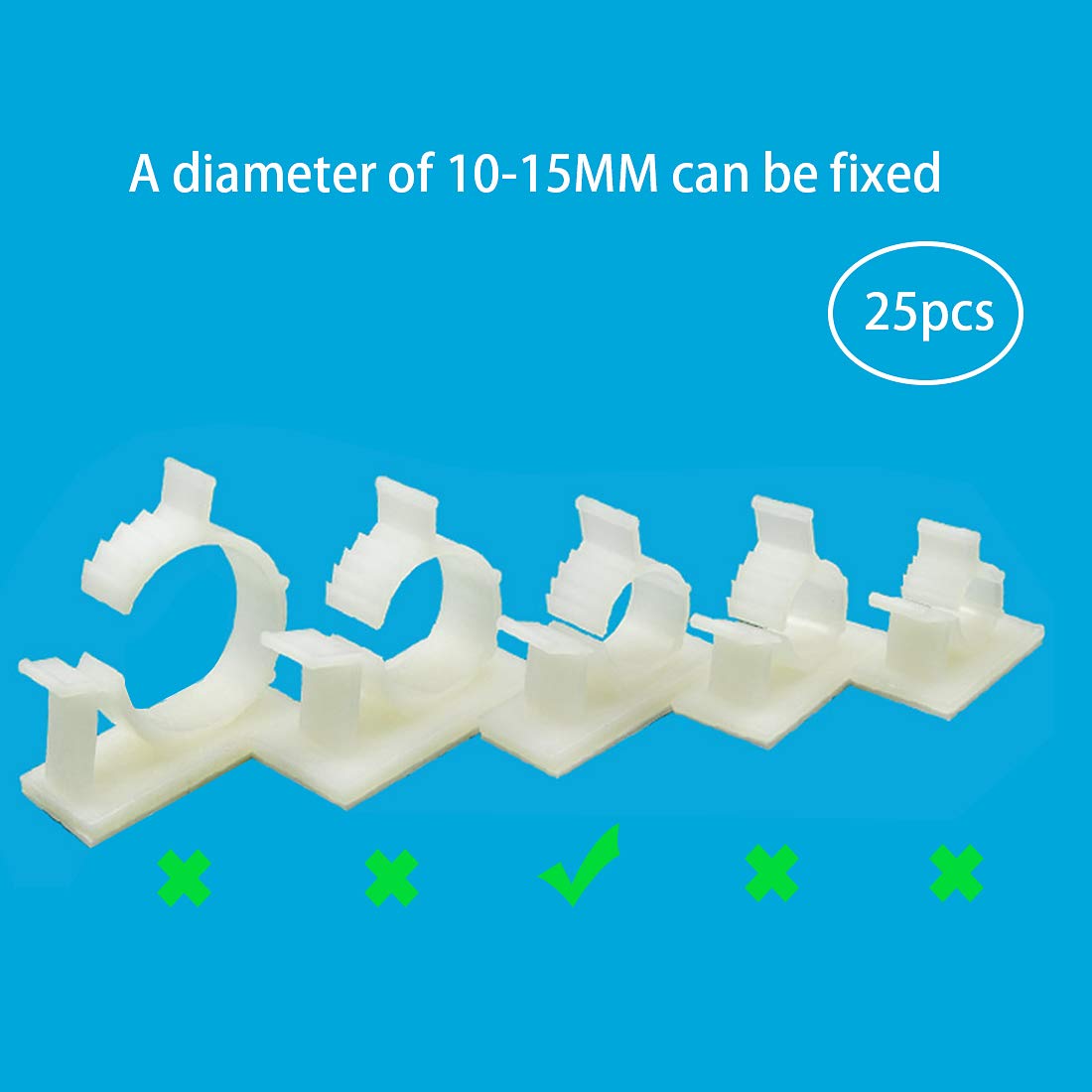Adhesive White Cable Clips (25 Pieces,L Size) Cable Wire Management Organizer Cable Tie Clamp Holder for Car, Office and Home