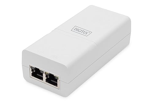 Digitus ASSMANN Gigabit Active 802.3at PoE Midspan 4-Port Switch for Desktop, Laptop, IP Camera, Printer with RJ45, PoE Interface, Plastic Case