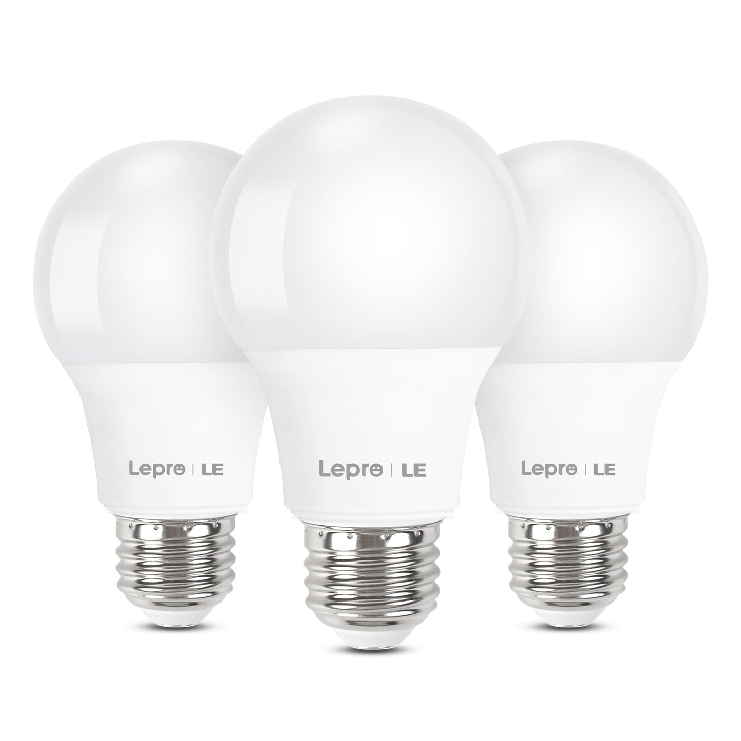 Lepro A19 E26 LED Light Bulbs 9W 800 Lumens Soft White 2700k 3 Pack