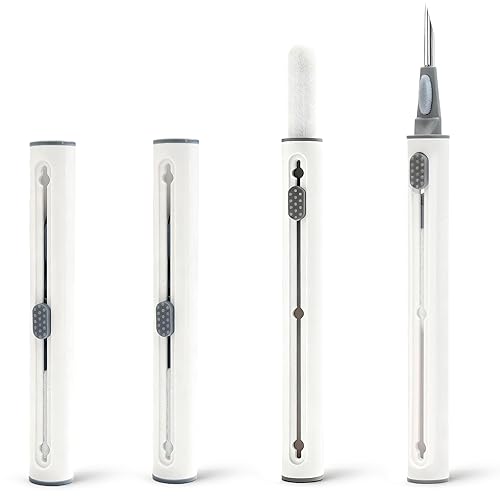 Brvlsoc 4-Piece Earbud Cleaning Kit for AirPods Pro 1/2/3 - Multi-Function Cleaning Pen with Flocking Sponge, Brush & Metal Tip for Bluetooth Headsets