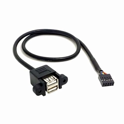 ANRANK 50cm Dual USB 2.0 Type A Female to Motherboard 9Pin Header Cable Adapter with Screw Panel for Computer, Tablet, Printer, Barcode Scanner, Car