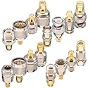 YOTENKO 16-Piece SMA Adapter Kit: SMA to BNC, N, F, UHF (PL259/SO239) Coaxial Connectors, Gold-Plated Brass RF Adapter Set for RTL-SDR Dongles, Ham