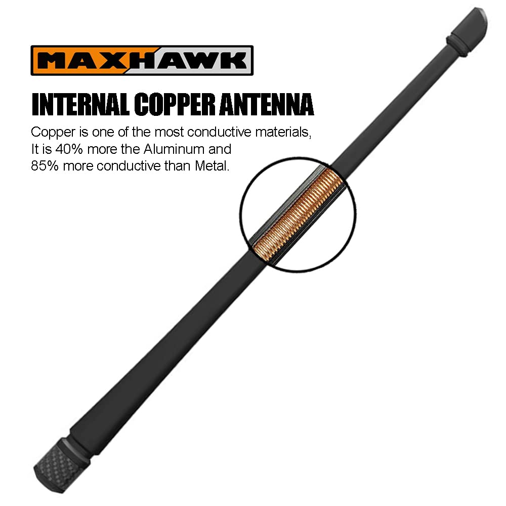 MAXHAWK 7 inches Antenna Compatible with Chevy Silverado & GMC Sierra/Denali | Flexible Rubber Antenna Replacement | Internal Copper Coil