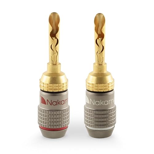 Nakamichi FanLock Excel Series 24k Gold Plated BFA Banana Plug 10 AWG - 18 AWG Gauge Size 4mm for Speakers Amplifier Hi-Fi Stereo Home Theatre Radio