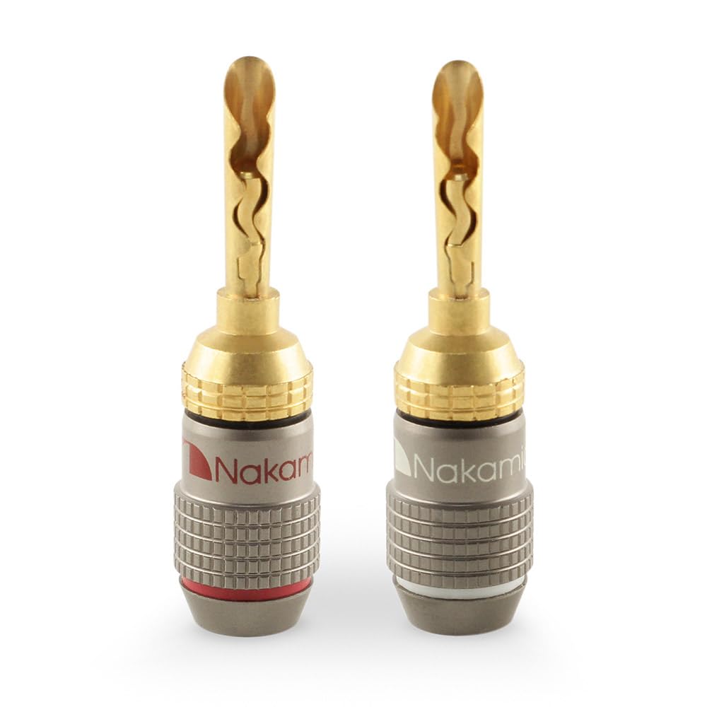 Nakamichi FanLock Excel Series 24k Gold Plated BFA Banana Plug 10 AWG - 18 AWG Gauge Size 4mm for Speakers Amplifier Hi-Fi Stereo Home Theatre Radio