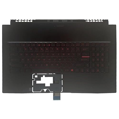 New Compatible Replacemen for MSI GF75 MS-17F1 MS-17F2 MS-17F3 MS-17F5(Palmrest Upper Cover Case Shell Red Font Backlit Keyboard 3077F3C211)