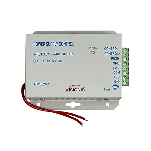 Visionis VIS-PS100 AC110-240VAC to 12V 3AMP Power Supply for Door Access Control 12 Volts 3000mA with LED