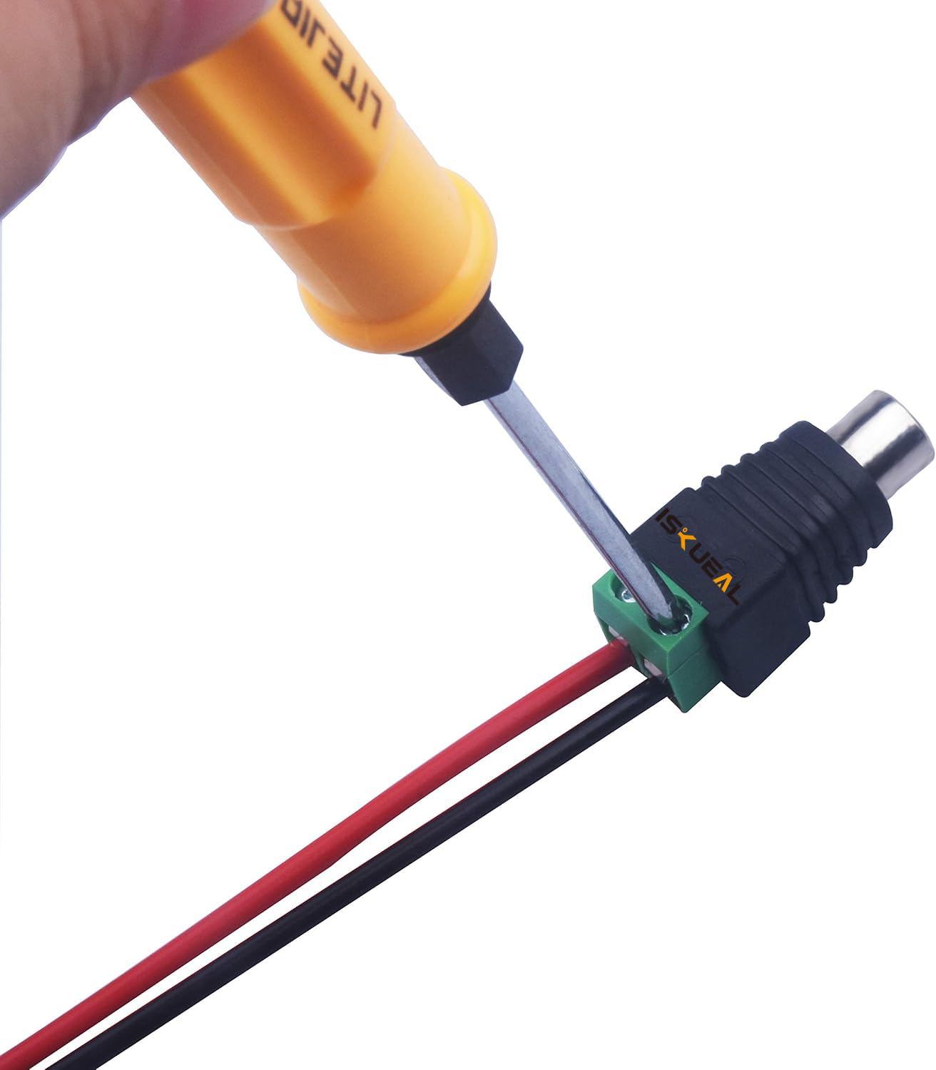 Iskueal RCA to AV Screw Terminal Connector, RCA Cable Audio Adapter,Phono Female Jack Solderless Converter Audio/Video Connector Speaker Wire to RCA