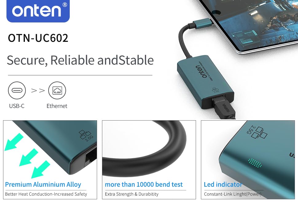 USB-C to Ethernet Adapter - 2.5Gbps High-Speed,2500MbpsType-C to RJ45 Ethernet LAN Network Adapter Thunderbolt 4/3 Compatible, for iPhone 15 Pro/Max