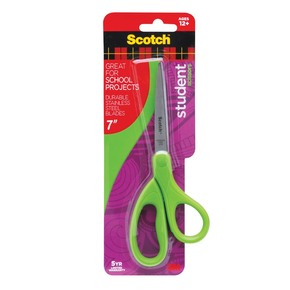 Scotch Kids Pointed Tip Scissors with Soft Touch, 5 Inches (1442P) (Colors may vary)