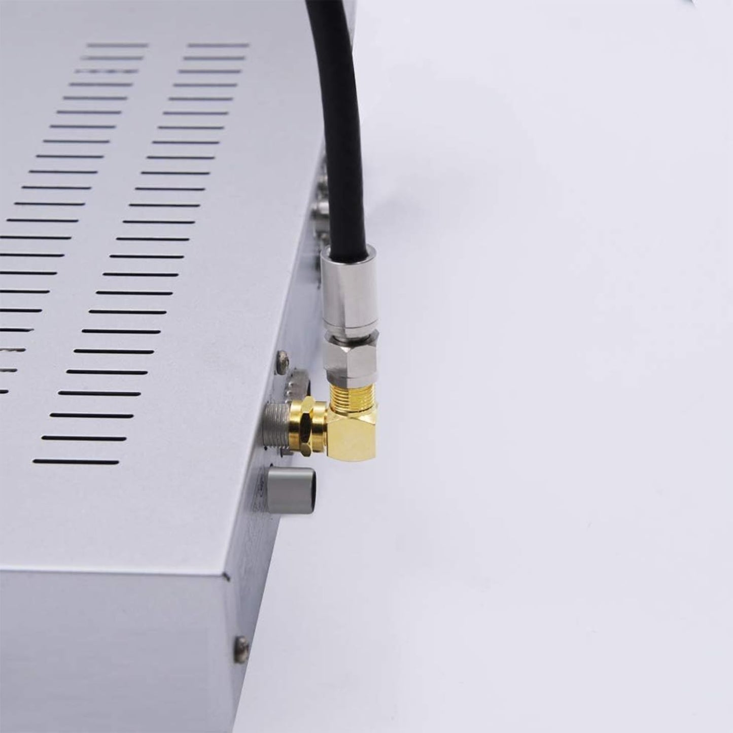 VCE 5-Pack 90 Degree Coaxial Connector, Right Angle F-Type RG6 Male to Female Adapter Gold Plated