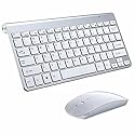 Mini Wireless Keyboard and Mouse Set Waterproof 2.4G Compatible with Mac Apple PC Computer (Silver)