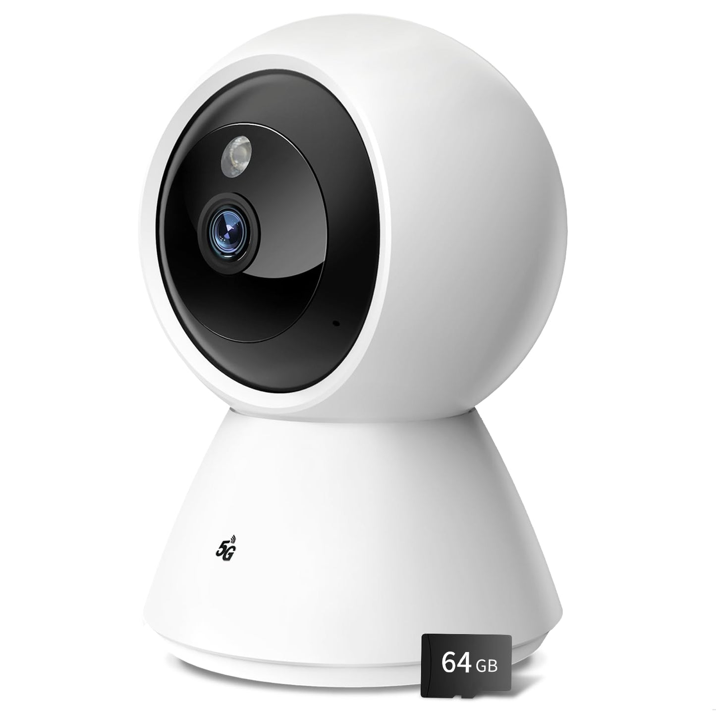 BJR Indoor Security Camera 2K HD, 360° Pan/Tilt Pet Camera with Dual-Band WiFi (5G & 2.4G), Motion Tracking, Color Night Vision, 2-Way Talk, Free 64GB