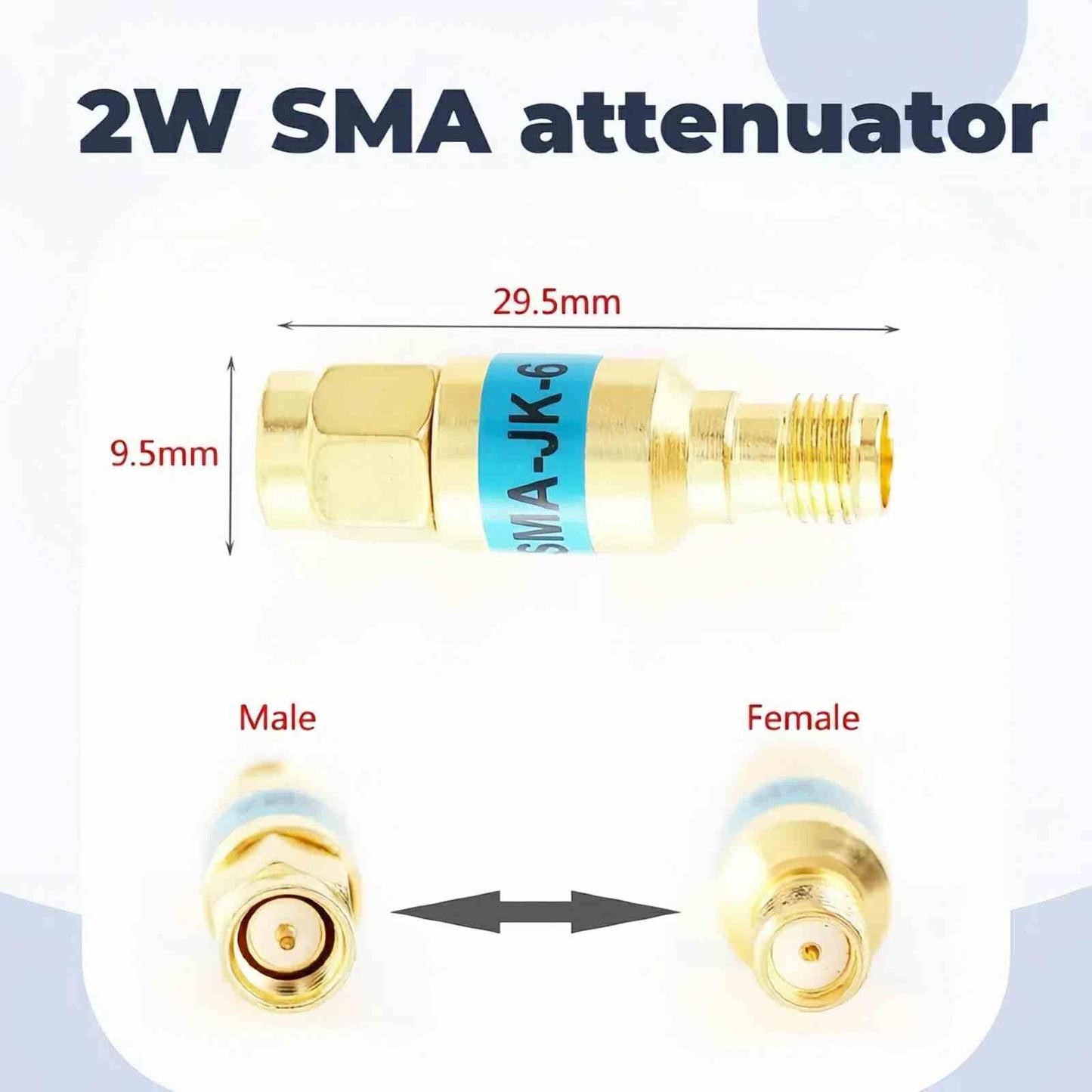 BECEN 2 Watt 30db Fixed Attenuator - SMA Male to Female DC to 6Ghz 50Ohm
