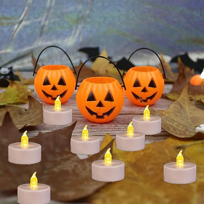 PUNPUBA 12Pack Flameless LED Tea Lights,Battery Operated,Warm Yellow