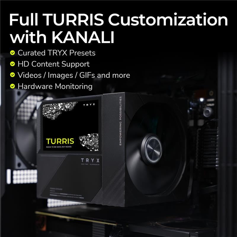 TRYX TURRIS 620 CPU Air Cooler 5.0" IPS Customizable Screen 280w TDP Dual Tower CPU Cooler Reflow Soldering with Display Powered by KANALI