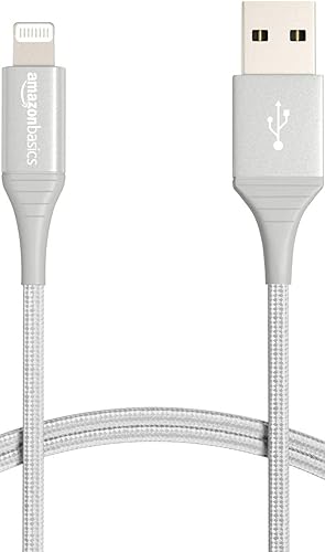 Amazon Basics USB-A to Lightning Charger Cable, Nylon Braided Cord, MFi Certified Charger for Apple iPhone 14 13 12 11 X Xs Pro, Pro Max, Plus, iPad…