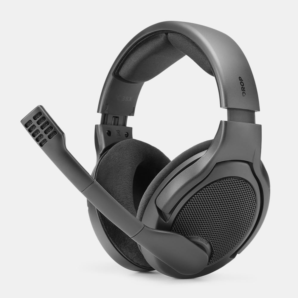 DROP PC38X Gaming Headset - Open-Back Over-Ear Design with Noise-Cancelling Mic, Velour Earpads - Compatible with PC, PS5, PS4, Xbox, Switch, Mobile…