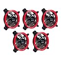 APEVIA 512L-CRD 120mm Silent Dual Rings Red LED Fan with 32 x LEDs & 8 x Anti-Vibration Rubber Pads (5 Pk)