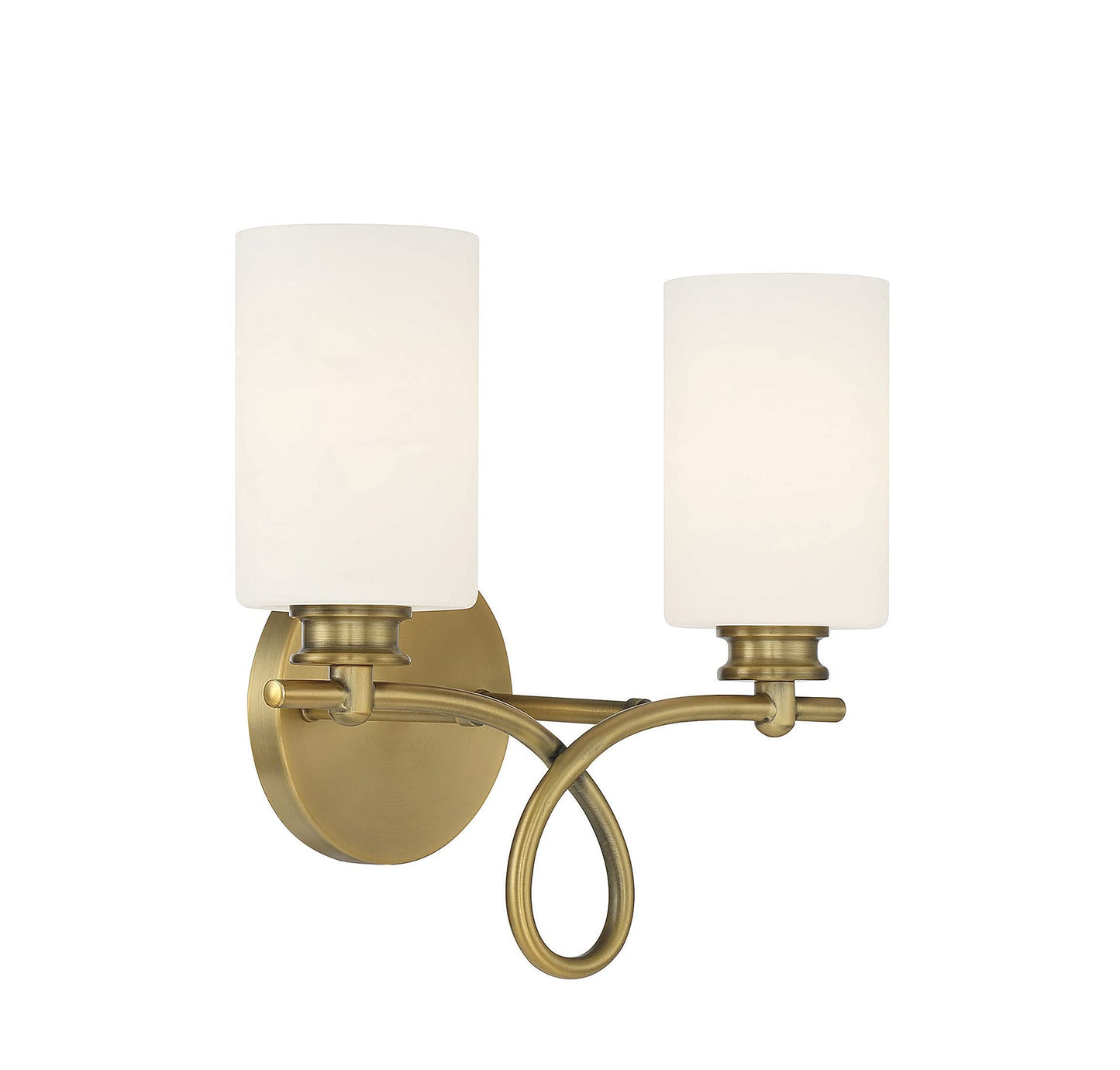 Savoy House 8-530-2-322 Woodbury Traditional Modern Farmhouse White Glass Bathroom Vanity Wall Light, 2-Light 120 Total Watts, 12" H x 14" W, Warm