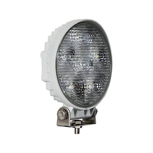 Buyers Products 1493215 12V LED Flood Work Light, 4.5" Round - 1350 Lumen LED Flood Light with White Housing, 6 LEDs, IP67 Waterproof Offroad Work