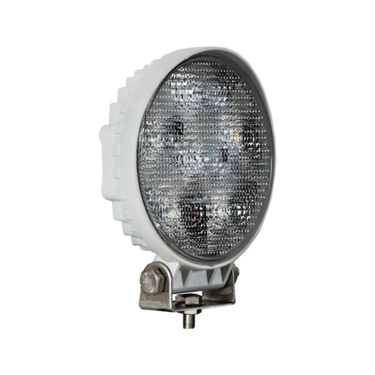 Buyers Products 1493215 12V LED Flood Work Light, 4.5" Round - 1350 Lumen LED Flood Light with White Housing, 6 LEDs, IP67 Waterproof Offroad Work