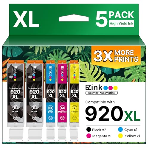 E-Z Ink Compatible 920xl Ink Cartridges Combo Pack Replacement for HP 920XL 920 for use with Officejet 6500 6500A 6000 7000 7500 7500A E709 Printer (2