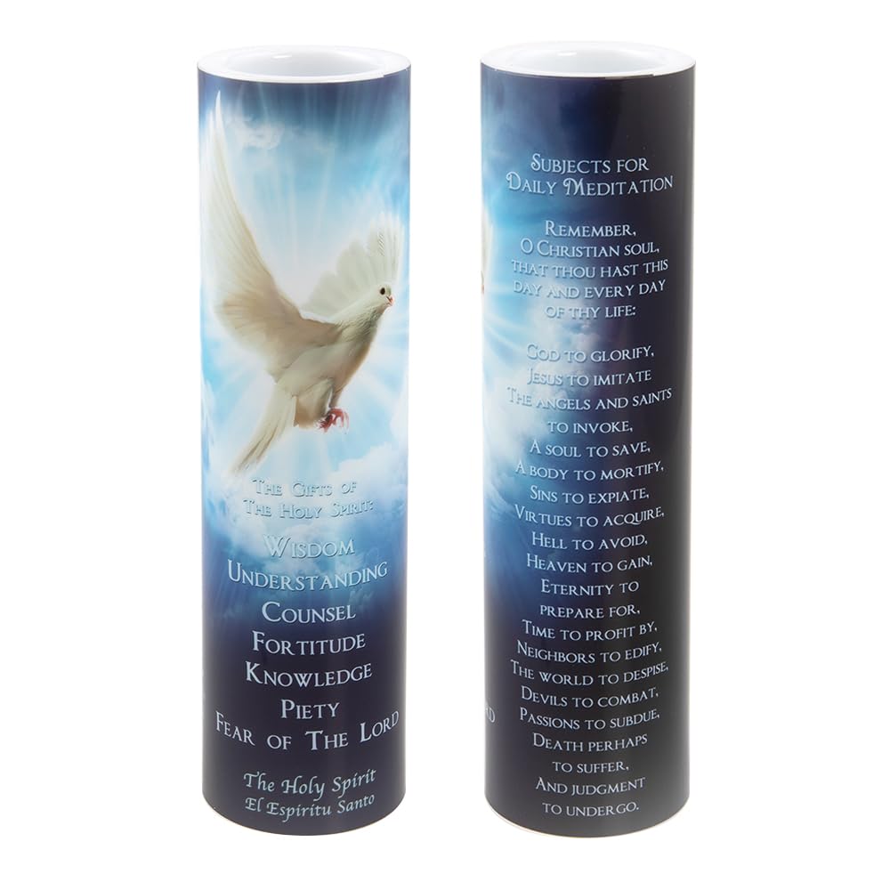 THE SAINTS COLLECTION Holy Spirit Blue LED Flameless Devotional Prayer Candle