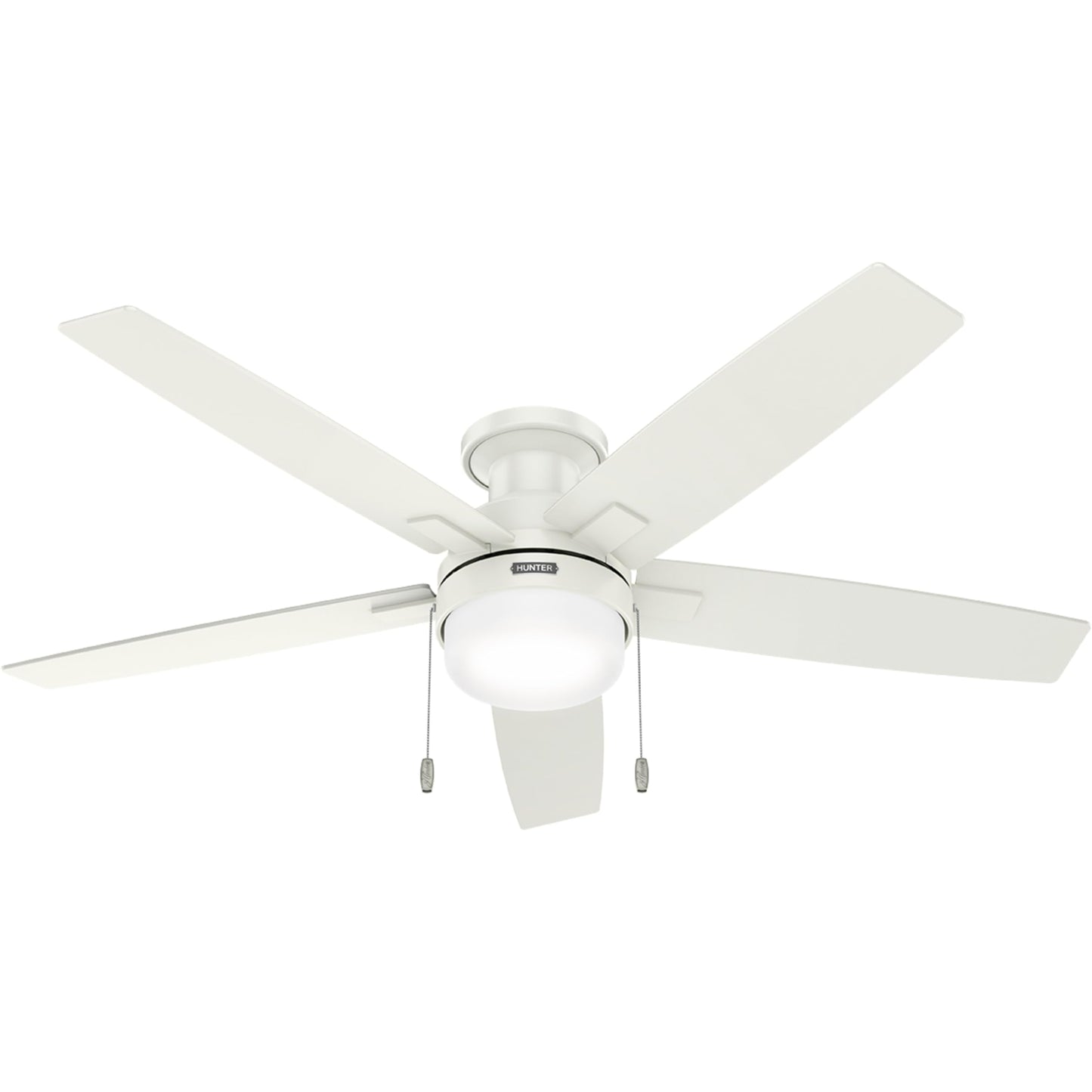 Hunter 52" Anisten Low Profile Ceiling Fan, Light, Pull Chain, Fresh White
