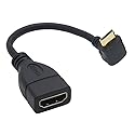 Tivid 15CM Right Angle mini hdmi 90 Degree Adapter mini hdmi Male to HDMI Female Cable Adapter Connector Support 1080P Full HD, 3D (0.15m, Upward