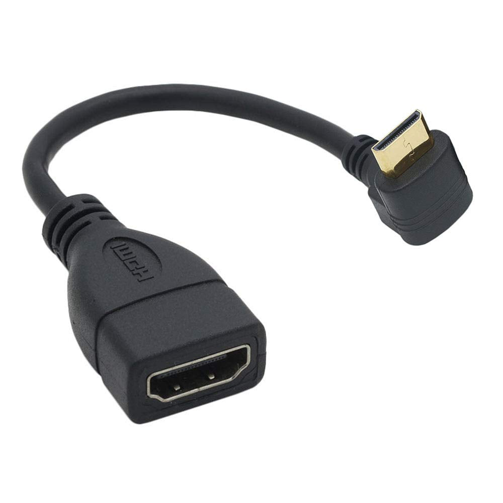 Tivid 15CM Right Angle mini hdmi 90 Degree Adapter mini hdmi Male to HDMI Female Cable Adapter Connector Support 1080P Full HD, 3D (0.15m, Upward