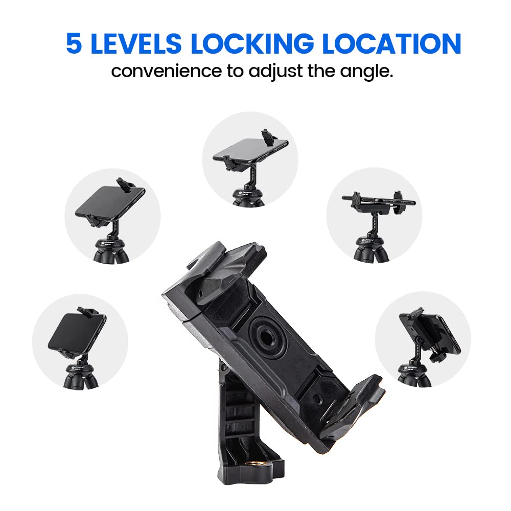Fotopro Phone Tripod Mount Cold Shoe Rotatable Universal Cell Phone Mount Adapter for Monopod Selfie Stick Desktop Tripod Video Vlogging Photograph