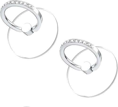 2Pcs Silver Cell Phone Ring Holder Stand Transparent Phone Ring Finger Grip 360 Degrees Rotation Ring Holder for Cell Phone Finger Ring Stand