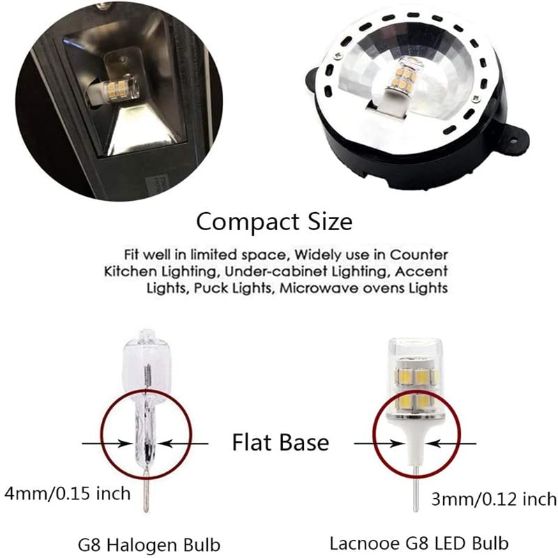 Sriomny G8 LED Bulb 2W Equivalent to 20W Halogen Bulb, T4 JCD Type Two-pin G8 Base, AC 120V G8 Natural White 4000K, Non-dimmable, Suitable for Cabinet