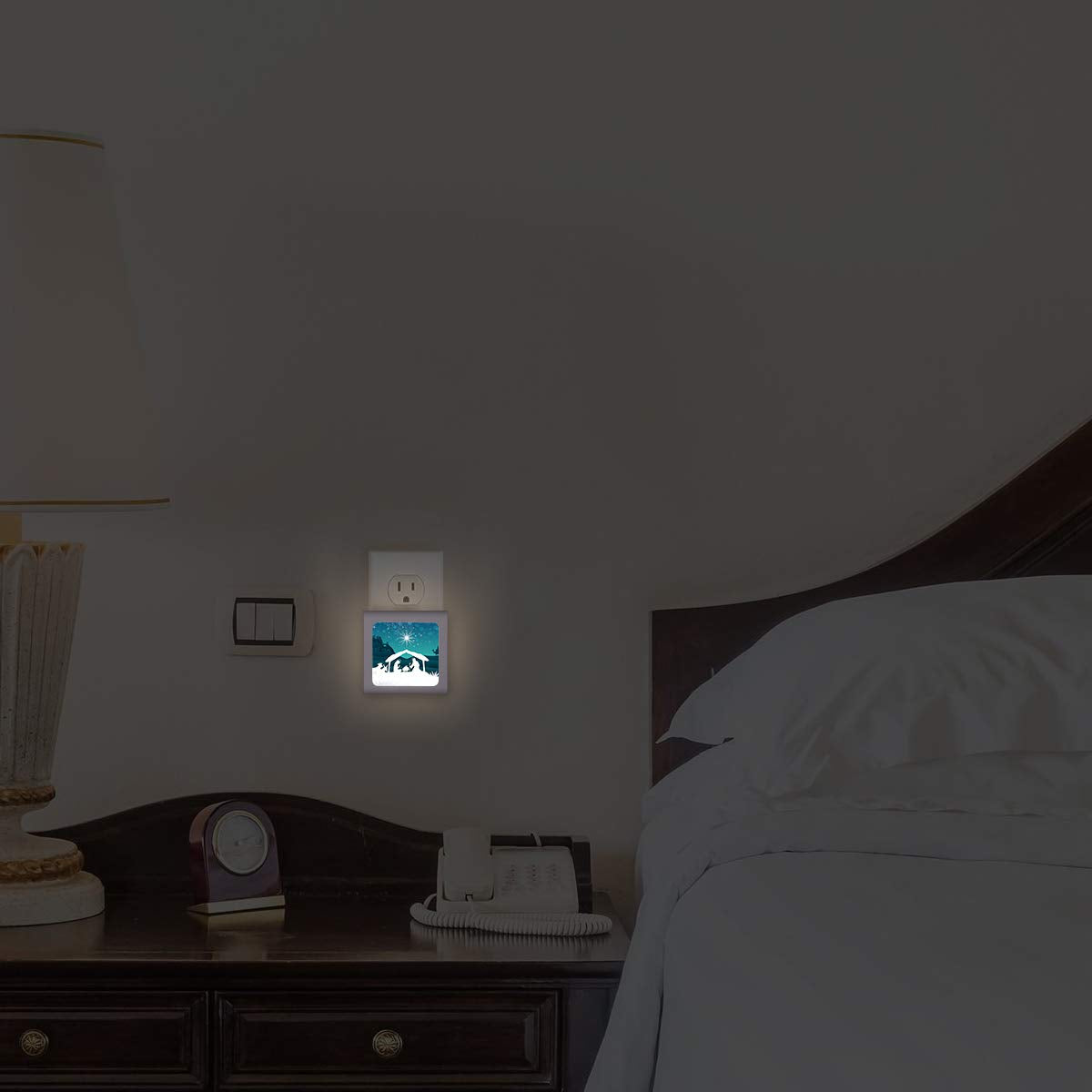 Art Plates Plug in Dimmable LED Night Light with Dusk to Dawn Auto Sensor, Adjustable Brightness, Warm Light, Auto On-Off Nightlight for Bathroom