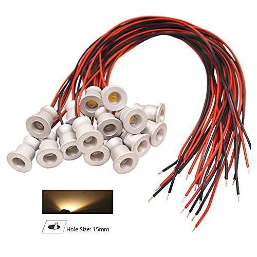 10 Pack Mini LED Spot Light Patio Waterproof IP651W12V Warm White 3000K Under Cabinet Cutout 15mm Recessed Downlights Indoor Sauna Stairs Step