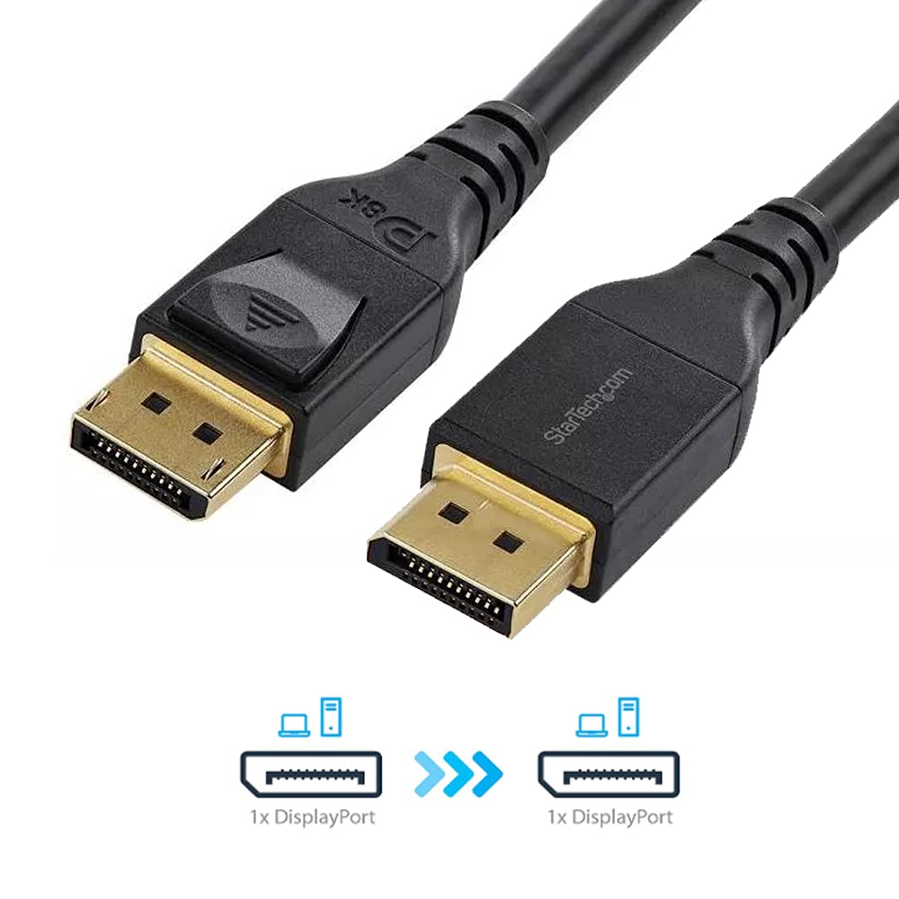 StarTech.com 13ft (4m) VESA Certified DisplayPort 1.4 Cable, 8K 60Hz HBR3 HDR, UHD DisplayPort Monitor Cord, Ultra HD 4K 120Hz DP 1.4 Video Cable M/M