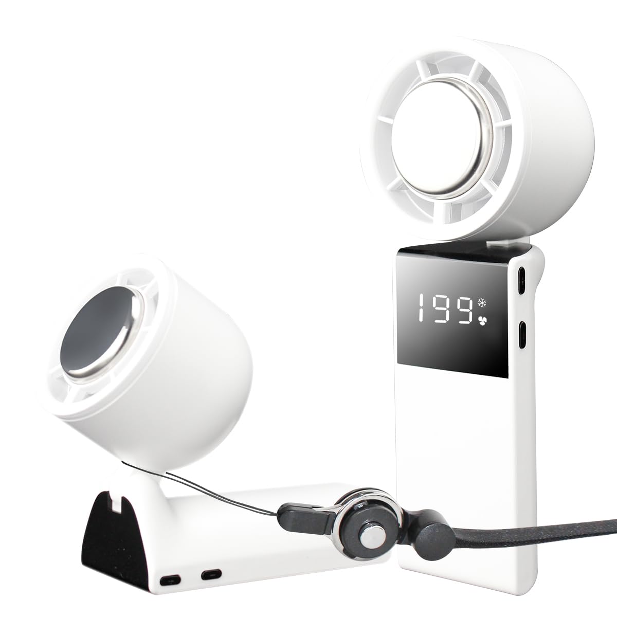 Vellunora Portable 3-in-1 Handheld Neck Fan, Semiconductor Cooling, 4000mAh Up to 13H Runtime, 11000RPM 7M/S Wind, 5 Speed Adjustable Quiet 50dB
