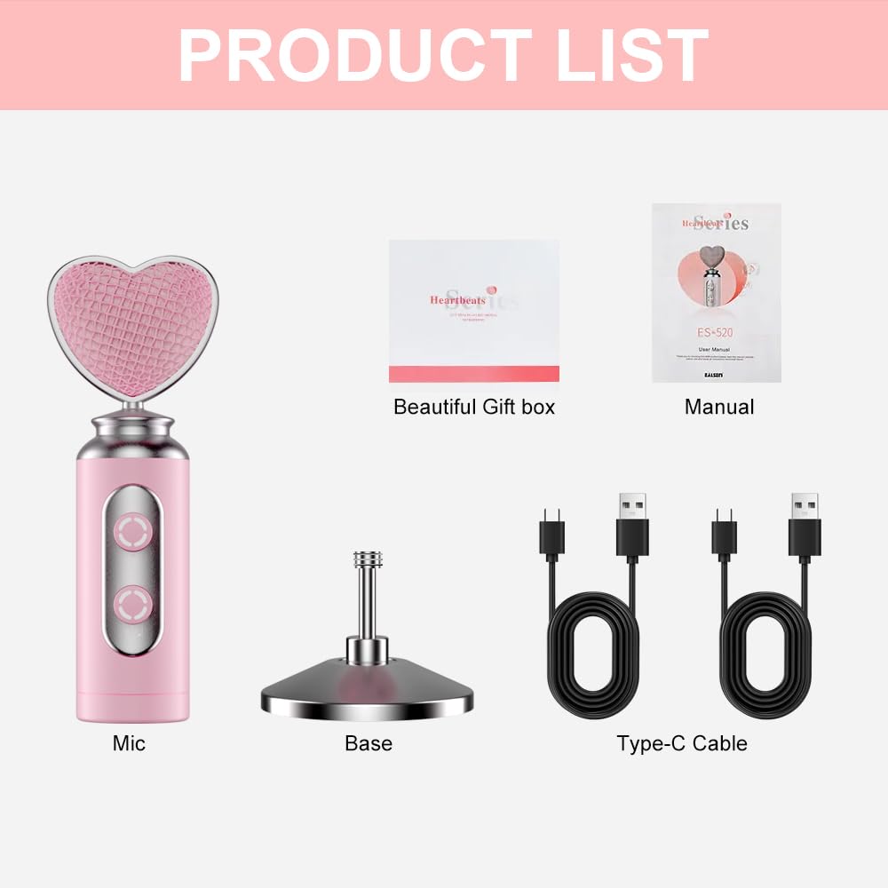 Yamnweo ES-520 USB Gaming MIC Kit, Pink Desktop Microphone, Cardioid Fine Microphones, Dynamic PC Microphone for Streaming Podcasts, Mute Button, Live