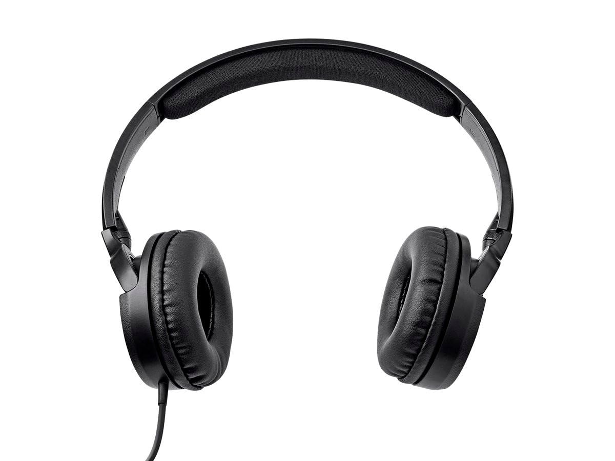 Monoprice Hi-Fi Lightweight On-Ear Headphones - with in-Line Play/Pause Controls and Built-in Microphone, Black