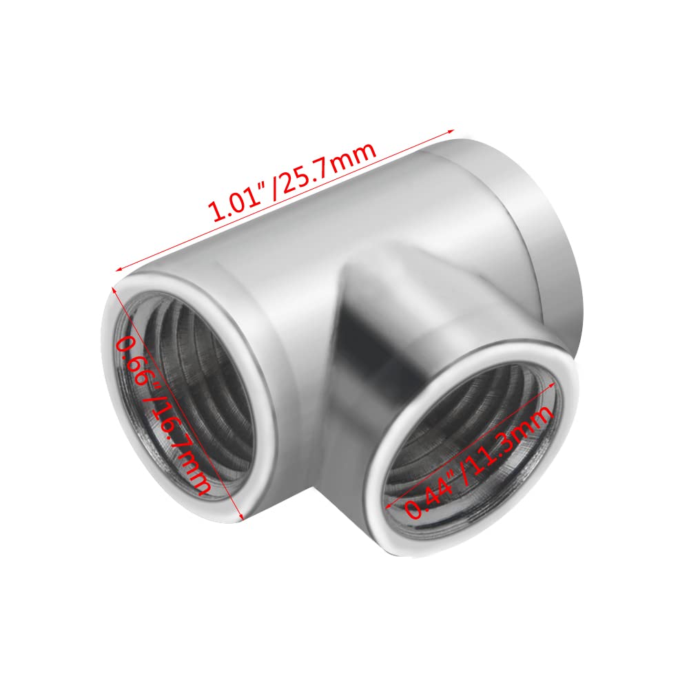 BXQINLENX Silver Chrome G 1/4" Threaded 3 Way Fitting for Computer Water Cooling System(4 PCS)
