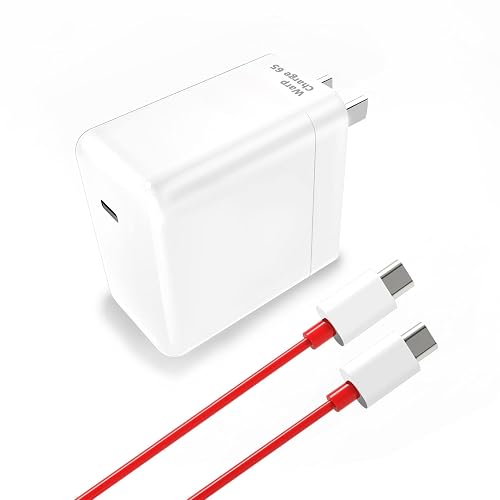 65W Warp Charger for OnePlus Nord 2 5G/9 Pro/9RT/9/9R/8T/Realme, Fast Wall Charger Adapter with 3.3 ft USB C Warp Cable
