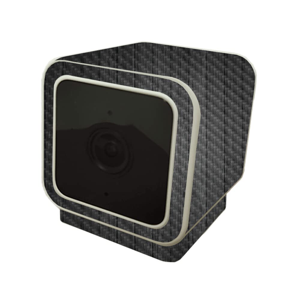 MightySkins Carbon Fiber Skin Compatible with Wyze Cam V3 - Black Wood | Protective, Durable Textured Carbon Fiber Finish | Easy to Apply and Change…